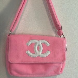 Chanel Soft Pink Shoulder Bag with White Logo